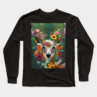 Deer Flowers Long Sleeve T-Shirt